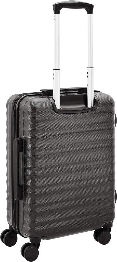 Amazon Basics Hardside Luggage Spinner - 55cm Cabin Size, Black, Approved for Ryanair and most other budget airlines