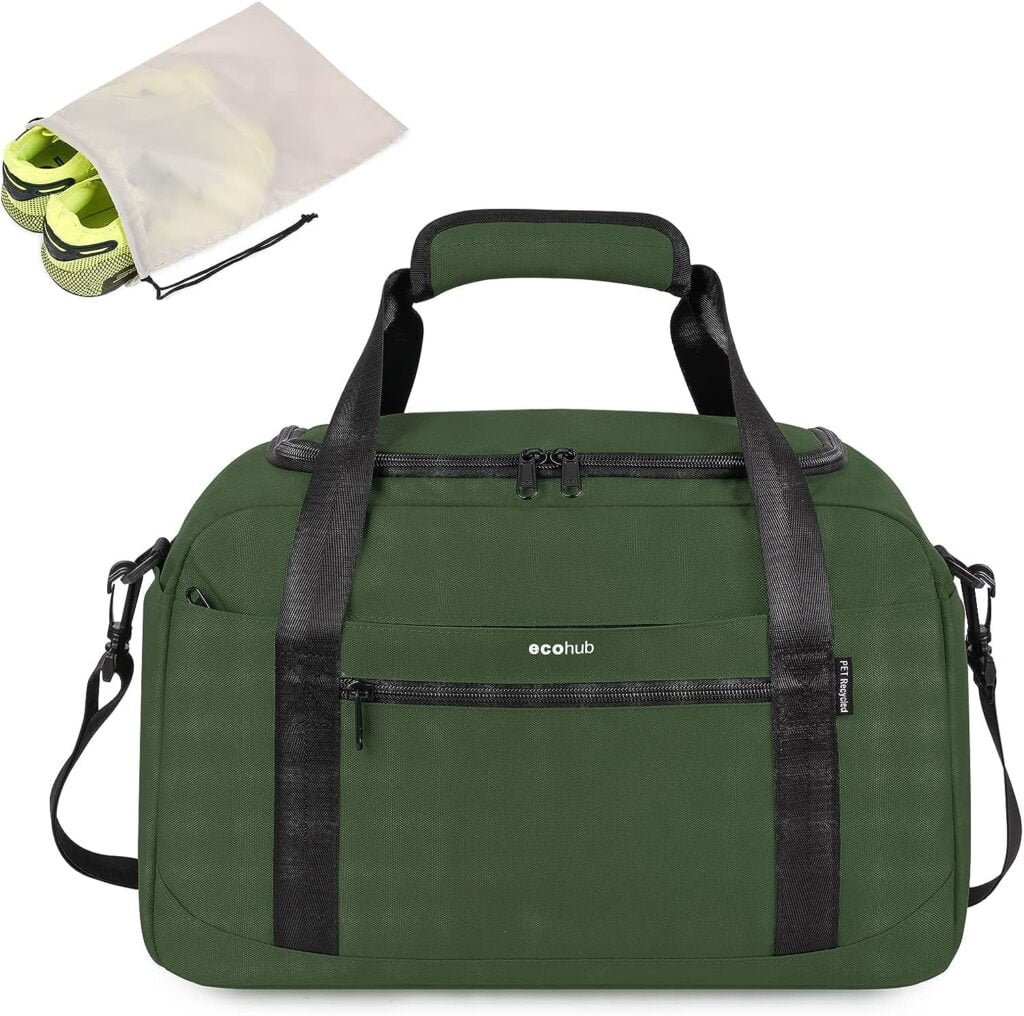 Cabin Bag 40x20x25 for Ryanair Under Seat Flight Bag Recycled PET Eco Friendly Travel Holdall Hand Luggage Bag Carry On Duffel Bag, Green