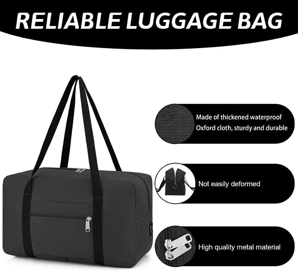 CNMTCCO for Ryanair Cabin Bag 40x20x25 Underseat Small Cabin Bag with Shoulder Strap Foldable Travel Bag Waterproof Holdall Bag Carry on bag Hand Luggage Bag for Men and Women