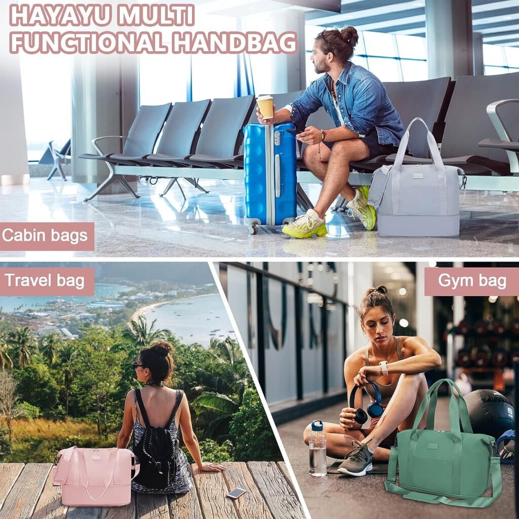 Hayayu for Ryanair Cabin Bags 40x20x25 Hand Luggage Bag Convertible Cabin Bag 45x36x20 for Easyjet Underseat Carry On Bag for Planes Travel Bag Overnight Weekend Bag for Women Men