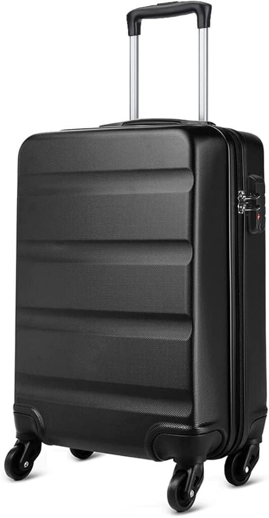 Kono Cabin Luggage Hard Shell ABS Carry-on Suitcase with 4 Spinner Wheels and Dial Combination Lock(Black)