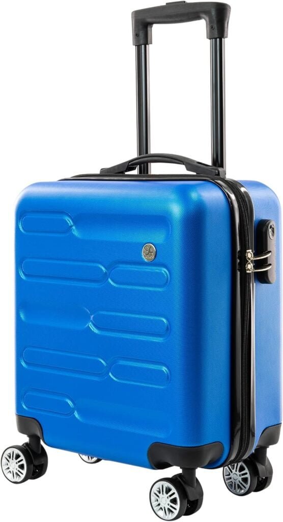 SA Products Cabin Suitcase, Carry on Suitcase, Easy Jet 45x36x20 Cabin Bag | Lightweight Suitcase Telescopic Handle, Hard Shell Small Suitcase with Wheels | Travel Cabin Luggage Suitcase (Blue)