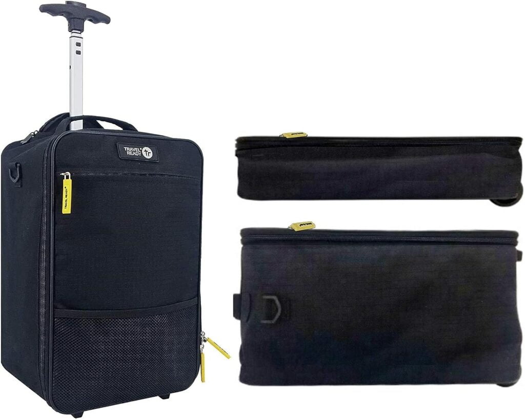 Travel Ready Underseat 2-Wheel 40x20x25cm Carry On Cabin Luggage Suitcase. Approved for Ryanair Small Bag Non-Priority and All Major Airlines. Wheels Best Used on Smooth Surface.