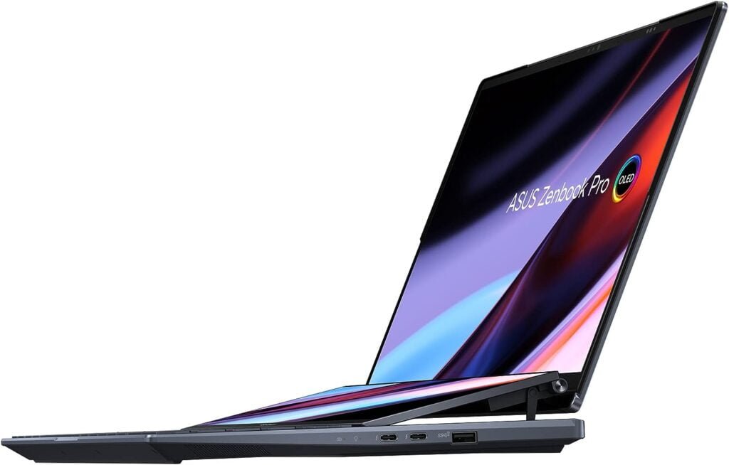 ASUS Zenbook Pro 14 Duo 14.5â€ 16:10 Touch Display, 120Hz Refresh Rate, ScreenPad Plus, Intel i9-13900H CPU, NVIDIAÂ® Geforce RTX 4050, 32GB RAM, 1TB SSD, Windows 11 Home, Tech Black, UX8402VU-AS96T