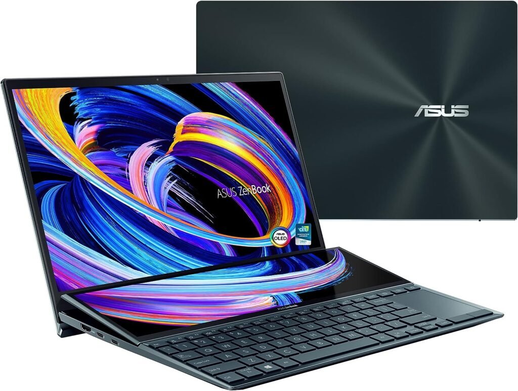 ASUS ZenBook Pro Duo 15 OLED UX582 Laptop, 15.6â€ OLED 4K UHD Touch Display, Intel Core i9-10980HK, 32GB RAM, 1TB SSD, GeForce RTX 3070, ScreenPad Plus, Windows 10 Pro, Celestial Blue, UX582LR-XS94T