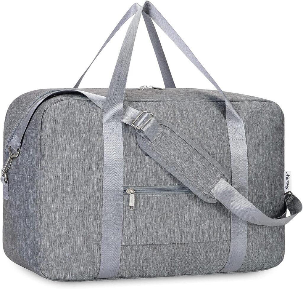 for Easyjet Airlines Cabin Bag 45x36x20 Underseat Foldable Travel Duffel Bag Holdall Tote Carry on Luggage Overnight for Women and Men 25L (Upgrade Grey (with Shoulder Strap))