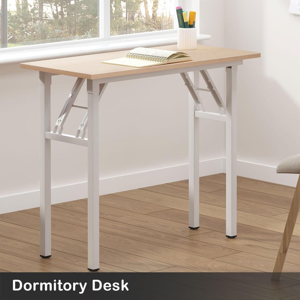 Need Small Desk 31 1/2 No Assembly Foldable Writing Table,Sturdy and Heavy Duty Folding Computer Desks for Small Space/Home Office/Dormitory AC5AW(80 * 40)