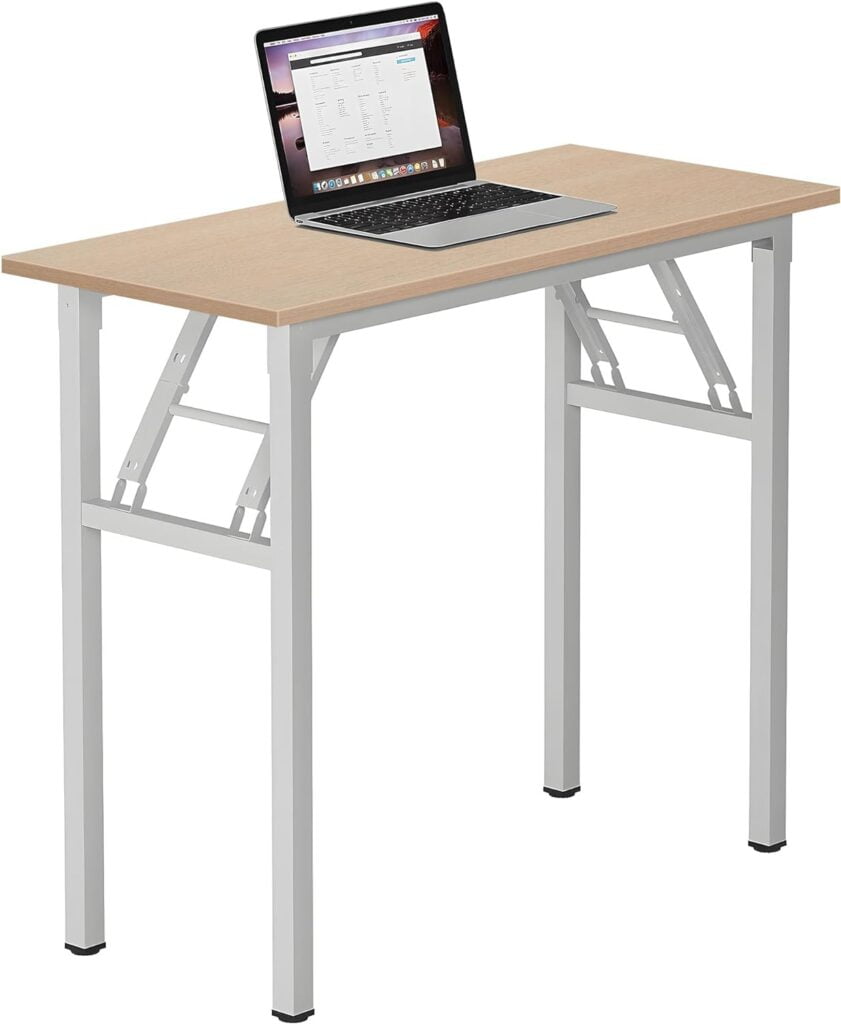 Need Small Desk 31 1/2 No Assembly Foldable Writing Table,Sturdy and Heavy Duty Folding Computer Desks for Small Space/Home Office/Dormitory AC5AW(80 * 40)