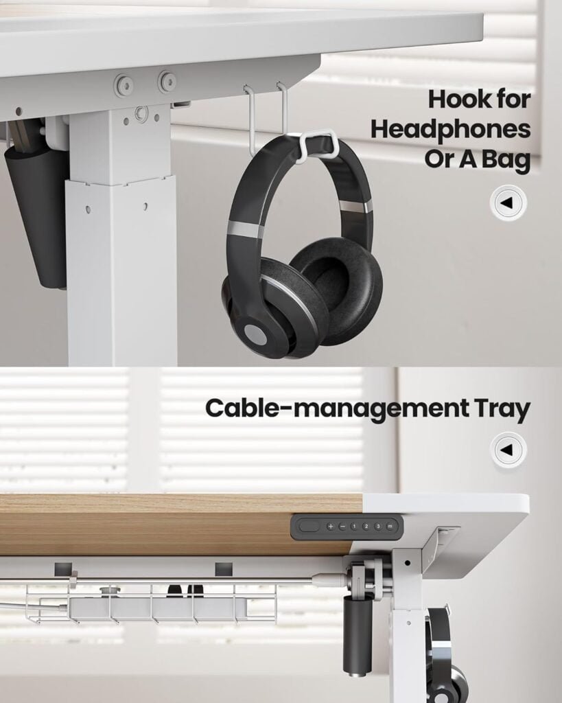 SIAGO Electric Standing Desk Adjustable - 55 x 24 Inch Sit Stand Desk with Cable Management - 3 Memory Preset Adjustable Height Stand up Computer Table Desks for Home Office Work