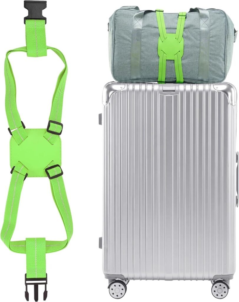 Travelkin Luggage Bungee Strap for Suitcases TSA Approved, Travel Bag Bungee Belt for Suitcases Add a Bag (Green)