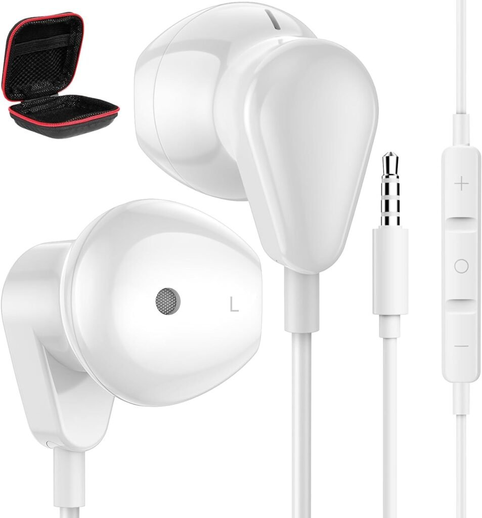 3.5mm Headphones Wired Earbuds with Microphone Hi-Fi Noise Canceling for Google Pixel 5a 4a 3a Moto G Power Pure Samsung S10 S9 S8+ A03s A52 A14 A13 OnePlus Nord N100 N200 5G Apple iPad Headset, Black