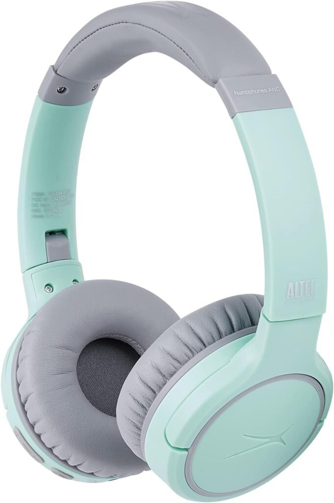 Altec Lansing Nanophones ANC Bluetooth Wireless Active Noise Cancelling Headphones On Ear Headphones 12 Hour Battery Life, Foldable Earcups, Removeable Mic for Working and Learning from Home (ICY)