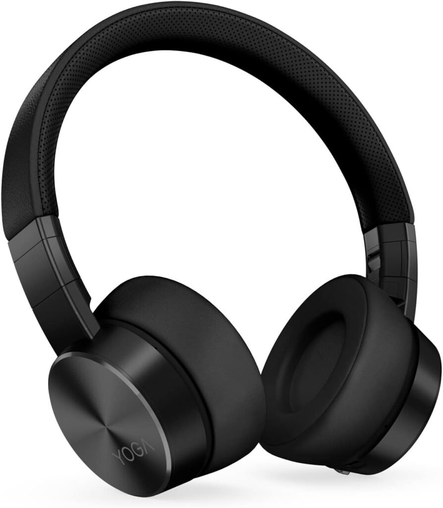 Lenovo Yoga Active Noise Cancellation Headphones, Wireless On-Ear Headphones, Bluetooth 5.0, 14Hrs Playtime, Microphone, Fold-Flat, Memory Foam Earpads, Carry Case, Win/Mac/Android, GXD1A39963, Black