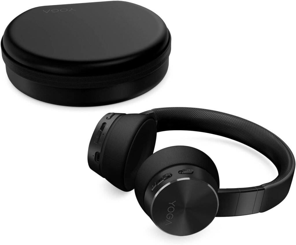 Lenovo Yoga Active Noise Cancellation Headphones, Wireless On-Ear Headphones, Bluetooth 5.0, 14Hrs Playtime, Microphone, Fold-Flat, Memory Foam Earpads, Carry Case, Win/Mac/Android, GXD1A39963, Black