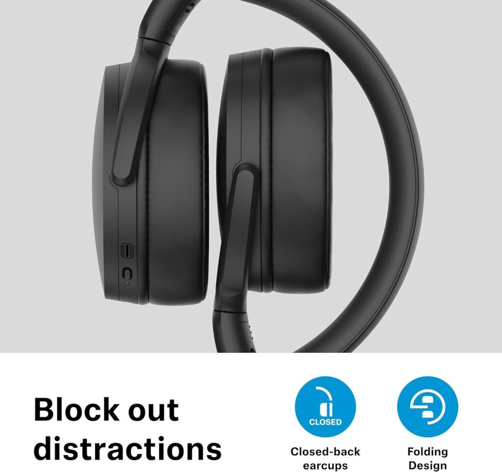 Sennheiser Consumer AudioHD 350BT Black Bluetooth 5.0 Wireless Headphone - 30-Hour Battery Life, USB-C Fast Charging, Virtual Assistant Button, Foldable - Black