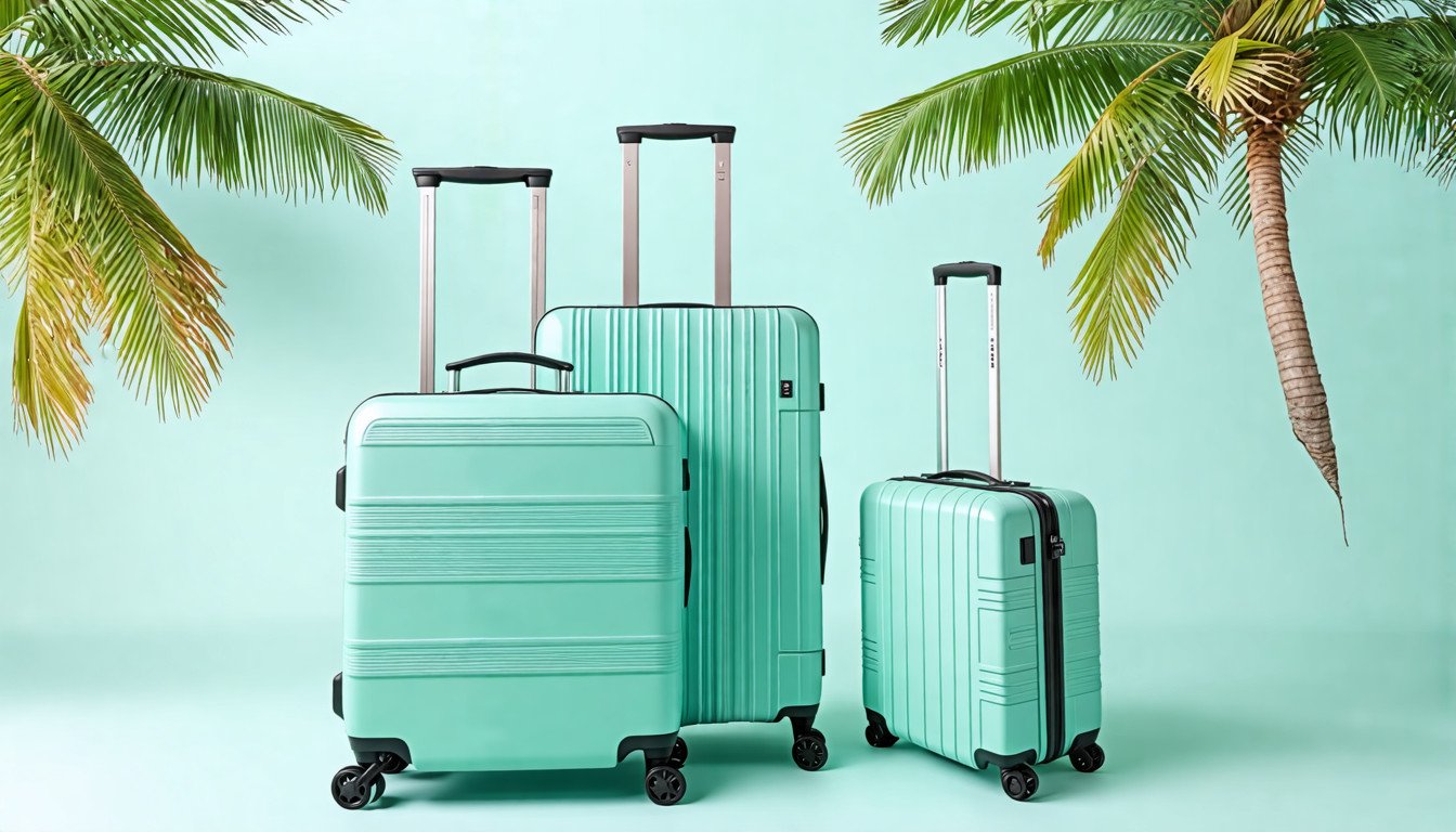 SHOWKOO Luggage Sets Expandable PC+ABS Durable Suitcase Double Wheels TSA Lock Mint Green