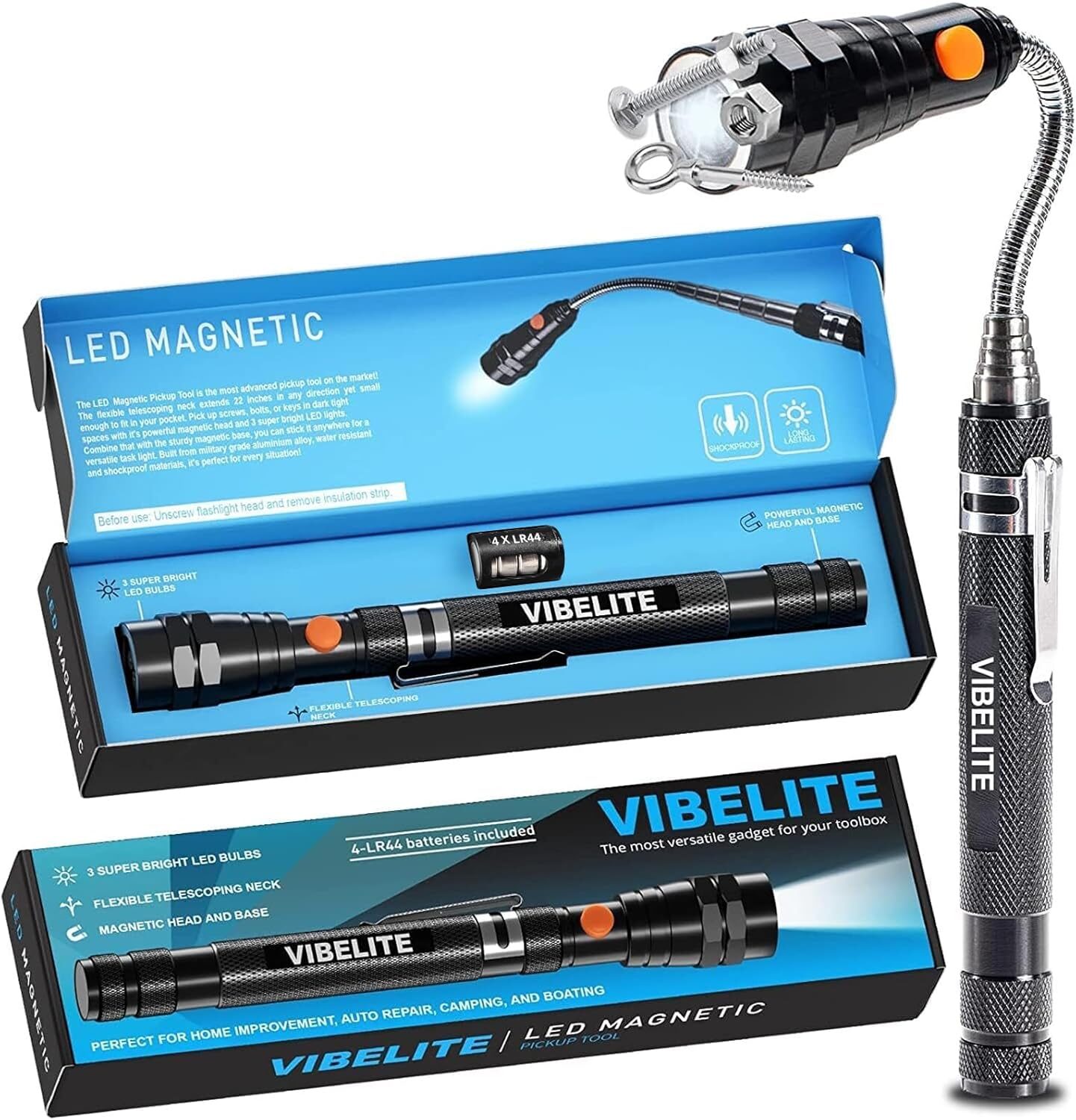 Illuminate and Retrieve: VIBELITE Extendable Magnetic Flashlight Review