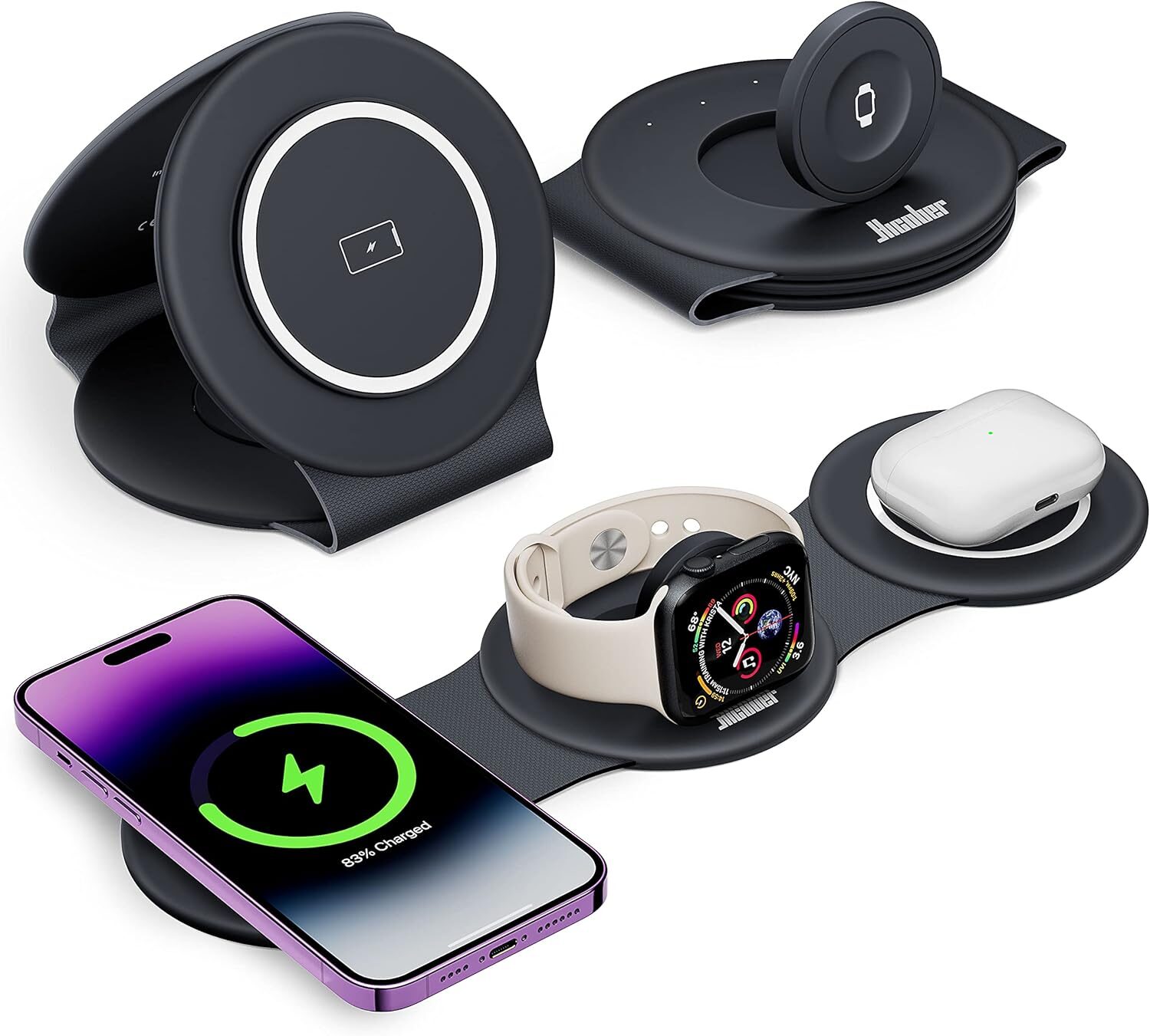 Ultimate 3-in-1 Charging Station: Travel-Friendly Charger for All Your Apple Devices!