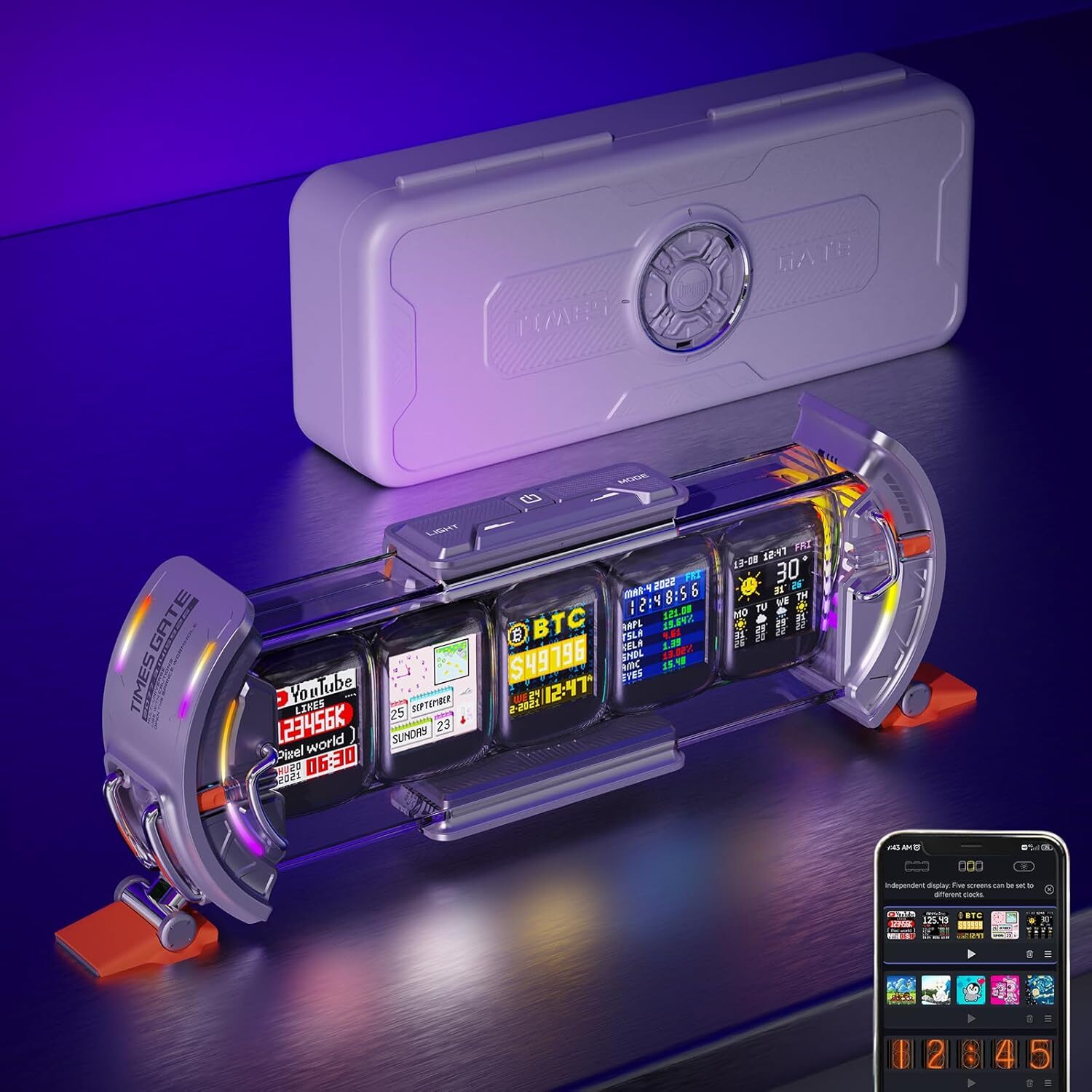 Elevate Your Space: Divoom Times Gate - The Ultimate Cyberpunk Clock for Gamers