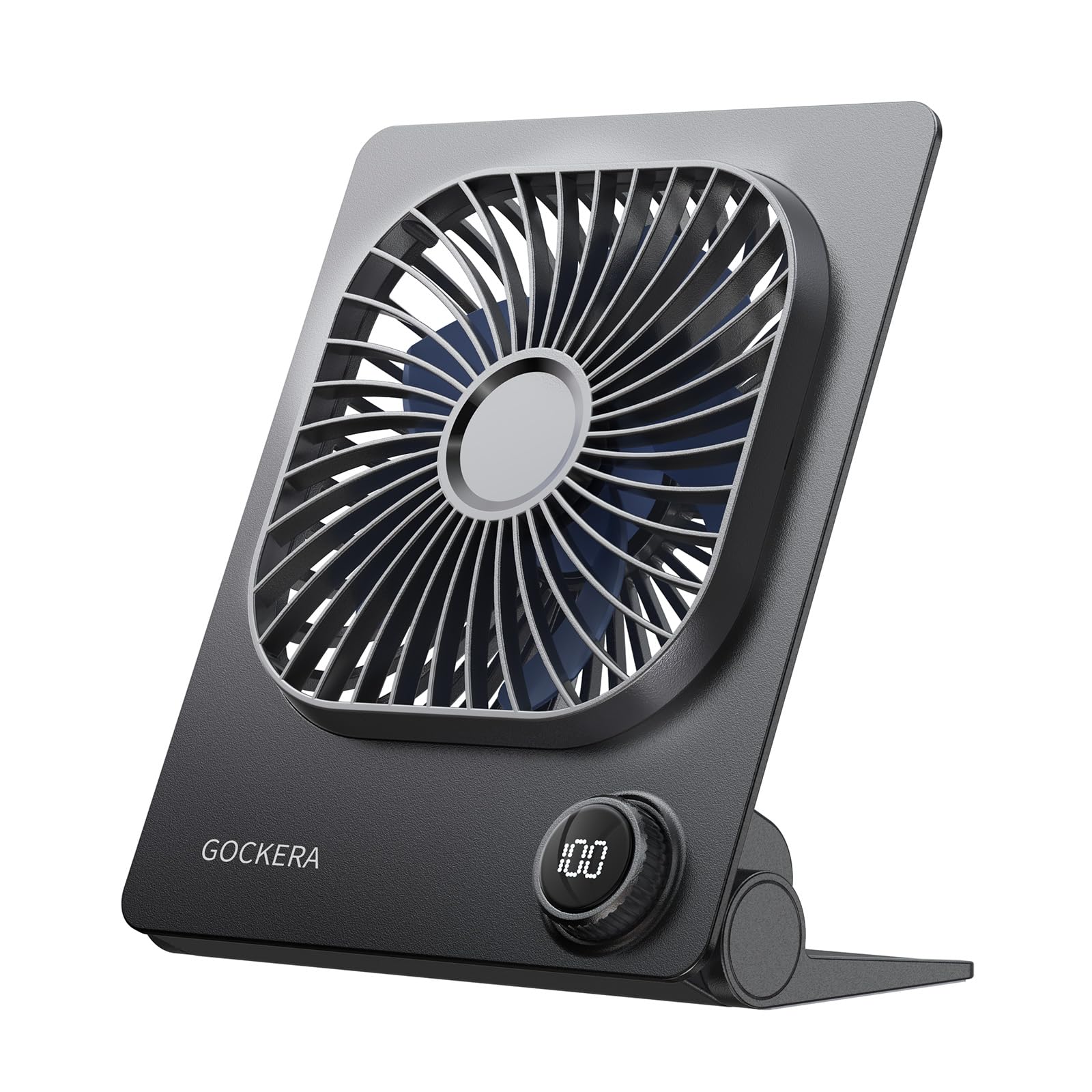 Desk Fan, 6.61''Ultra-thin 5000mAh Battery Powered Fan with Powerful Wind,100 Speeds Adjustable&Digital Display,Timer,Ultra-quiet Small Portable Fan for Bedroom,Office,Travel,Summer Essentials Black