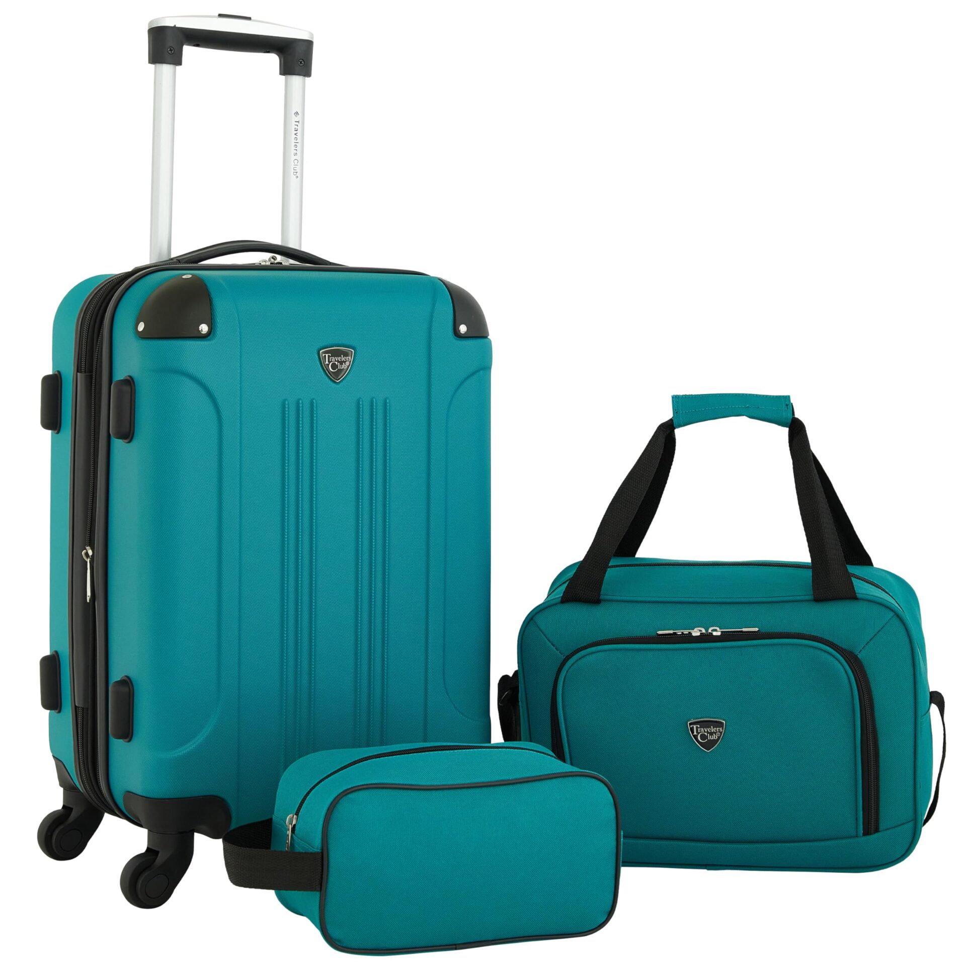 Travelers Club Chicago Hardside Expandable Spinner Luggage, Teal, 3 Piece Set 3 Piece Set Teal