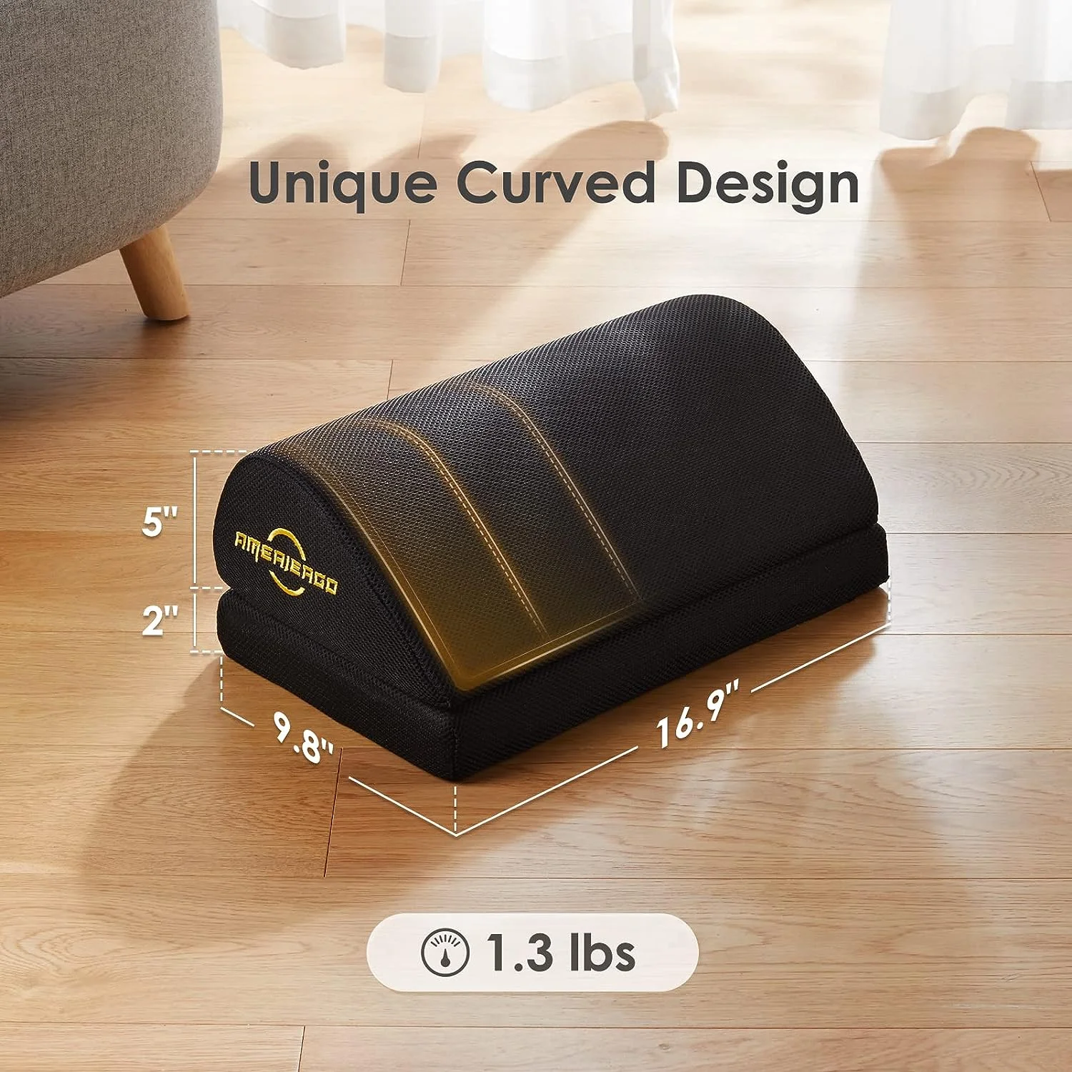 AMERIERGO Foot Rest for Under Desk at Work, Foot Rest for Office with 2 Adjustable Heights, Ergonomic Footrest with Non-Slip Bottom, Desk Footrest Cushion with Mesh Breathable Washable Cover AMERIERGO Foot Rest for Under Desk at Work, Foot Rest for Office with 2 Adjustable Heights, Ergonomic Footrest with Non-Slip Bottom, Desk Footrest Cushion with Mesh Breathable Washable Cover