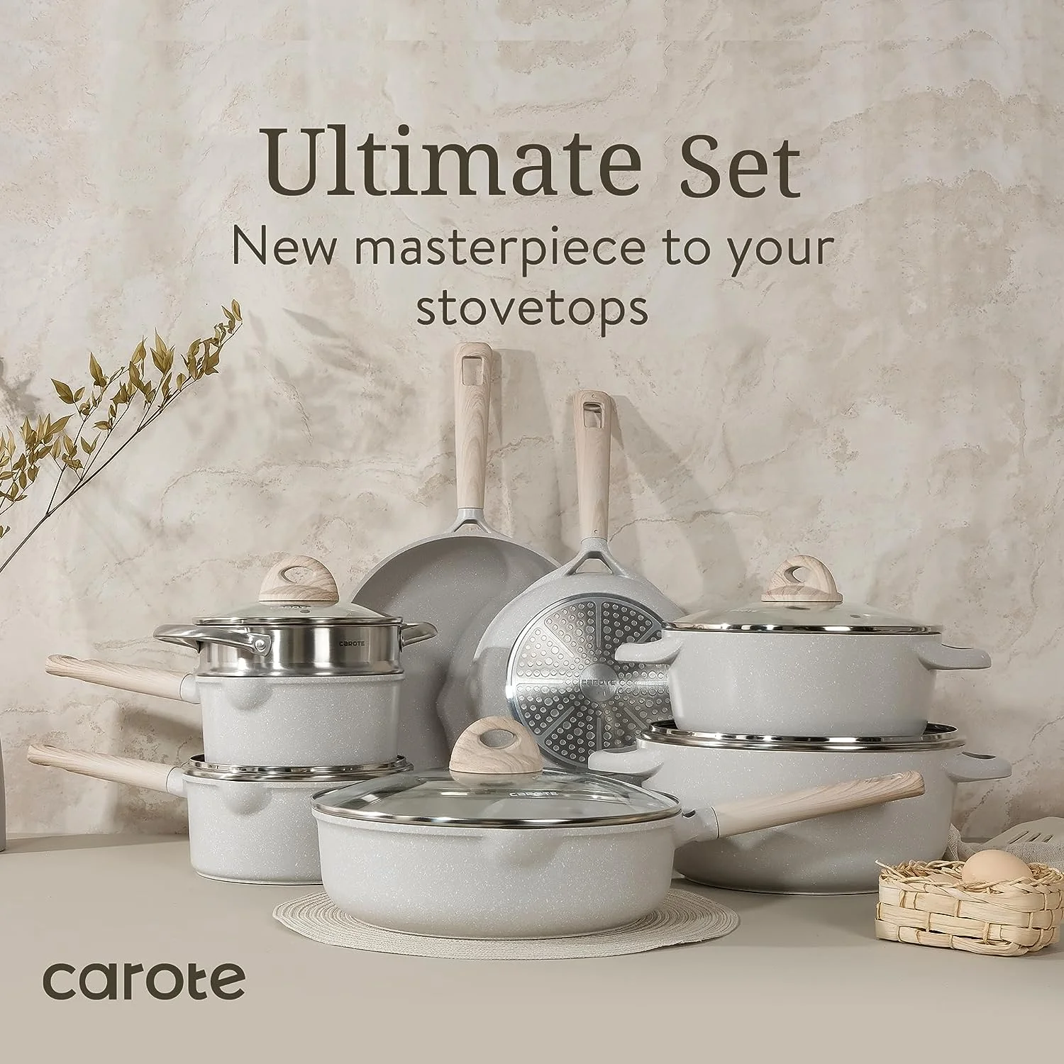 CAROTE 16pcs Pots and Pans Set, Nonstick Cookware Sets, Kitchen Induction Pots and Pans Cooking Sets, Pan Sets for Cooking, Cooking Utensils Set CAROTE 16pcs Pots and Pans Set, Nonstick Cookware Sets, Kitchen Induction Pots and Pans Cooking Sets, Pan Sets for Cooking, Cooking Utensils Set