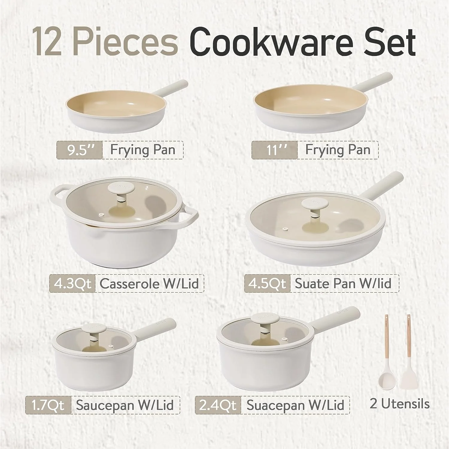 CAROTE Nonstick Pots and Pans Set, 12 Pcs Ceramic Cookware Sets, Healthy Non Stick Induction Cookware Kitchen Granite Cooking Set w/Frying Pans Saucepan, PFOS, PFOA Free CAROTE Nonstick Pots and Pans Set, 12 Pcs Ceramic Cookware Sets, Healthy Non Stick Induction Cookware Kitchen Granite Cooking Set w/Frying Pans Saucepan, PFOS, PFOA Free