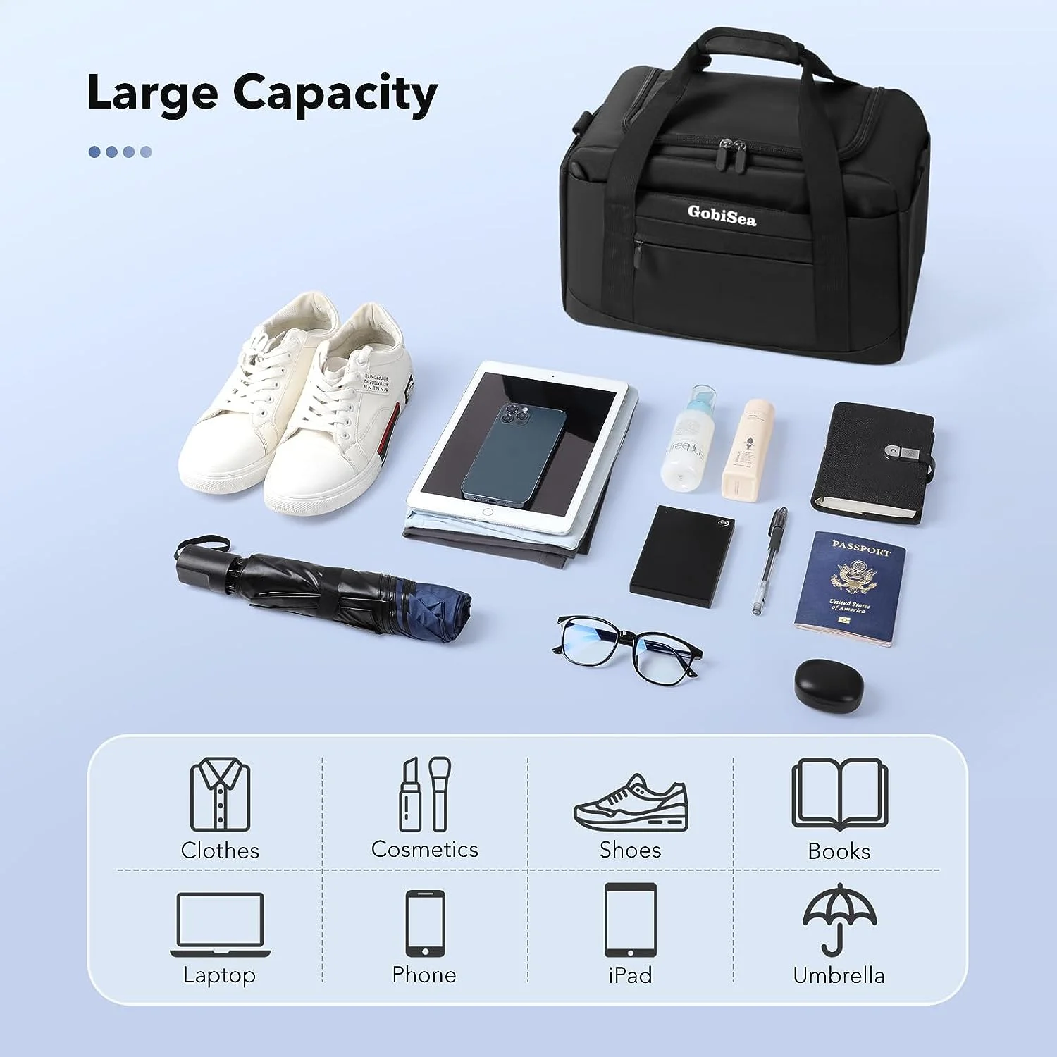 GobiSea Ryanair Cabin Bags 40x20x25 Underseat Flight Bag - Foldable Travel Duffle Bag Under Seat Cabin Bag Ryanair - Airline Cabin Bag Carry on Bags for Men and Women - Black GobiSea Ryanair Cabin Bags 40x20x25 Underseat Flight Bag - Foldable Travel Duffle Bag Under Seat Cabin Bag Ryanair - Airline Cabin Bag Carry on Bags for Men and Women - Black