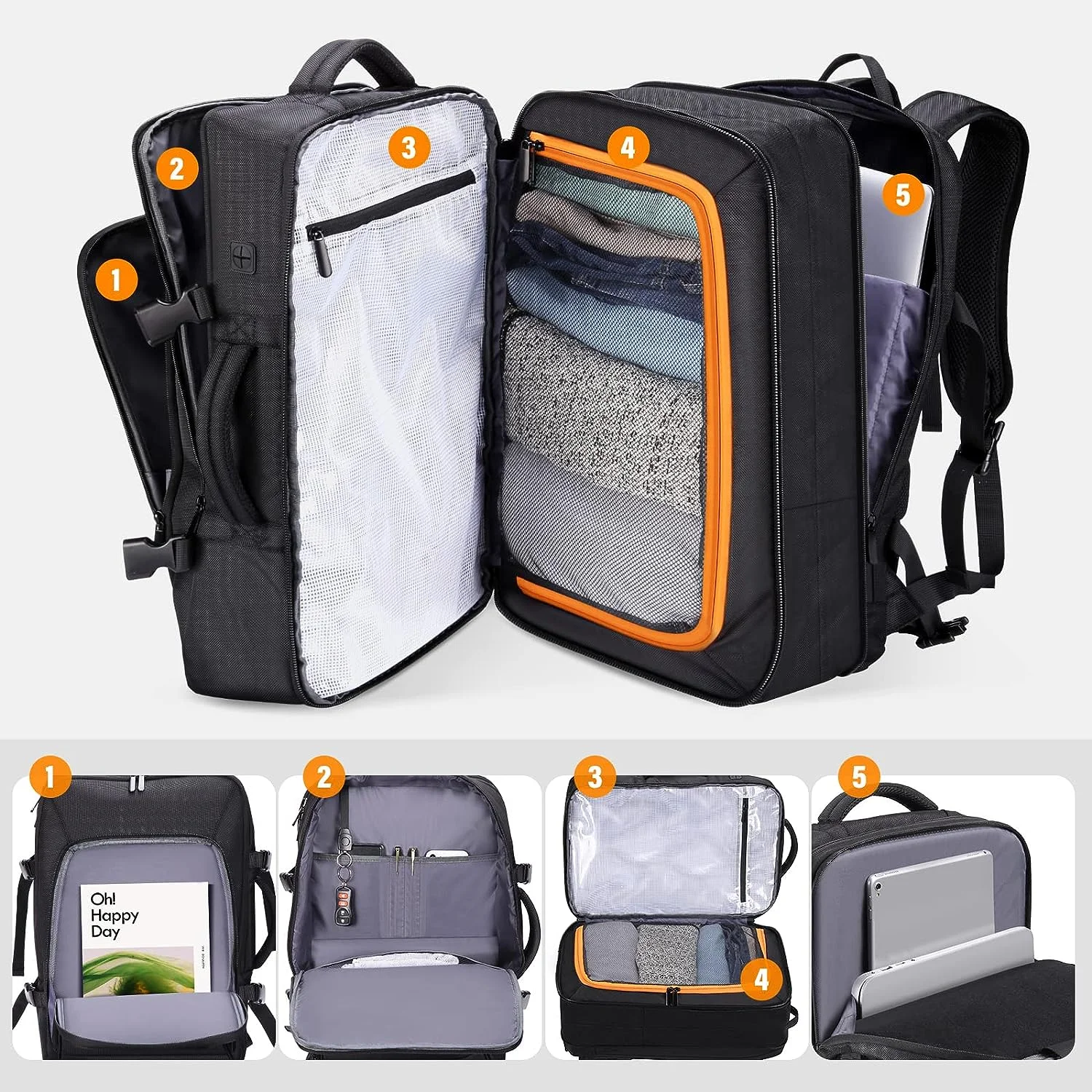 HOMIEE Cabin Bags 55x40x20cm for Ryanair Underseat Carry-ons Backpack, Expandable Hand Luggage Suitcase Flight Approved Travel Backpack 56x45x25cm for EasyJet/British Airways/Jet2 HOMIEE Cabin Bags 55x40x20cm for Ryanair Underseat Carry-ons Backpack, Expandable Hand Luggage Suitcase Flight Approved Travel Backpack 56x45x25cm for EasyJet/British Airways/Jet2