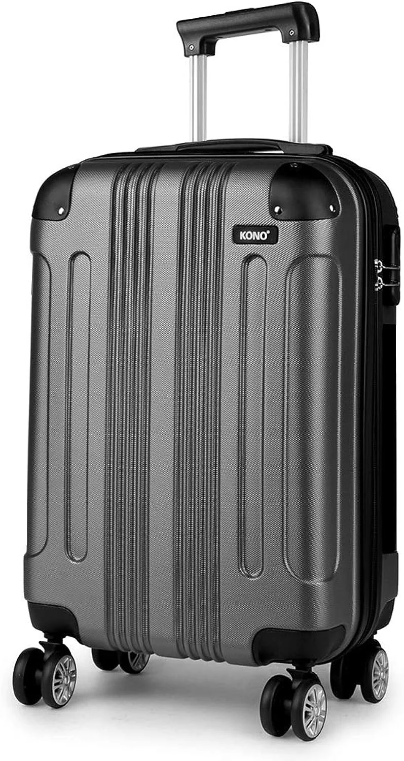 Kono 55x35x20cm Boarding Case Hard Shell ABS Travel Trolley Cabin Hand Luggage Suitcases 33L (Grey) Kono 55x35x20cm Boarding Case Hard Shell ABS Travel Trolley Cabin Hand Luggage Suitcases 33L (Grey)
